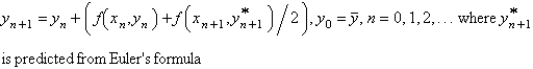 <strong>The improved Euler's formula for solving is</strong> A) B) C) D) E)