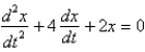 <strong>In the previous two problems, if the mass is set into motion in a medium that imparts a damping force numerically equal to 16 times the velocity, the correct differential equation for the position, , of the mass at a function of time, , is</strong> A) B) C) D) E)
