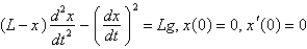<strong>The initial value problem is a model of a chain of length falling to the ground, where represents the length of chain on the ground at time . The solution for in terms of is</strong> A) B) C) D) E)