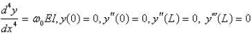 <strong>A beam of length is simply supported at one end and free at the other end. The weight density is constant, . Let represent the deflection at point . The correct form of the boundary value problem for this beam is</strong> A) B) C) D) E) none of the above