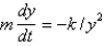 <strong>A rocket with mass is launched vertically upward from the surface of the earth with a velocity . Let be the distance of the rocket from the center of the earth at time . Assuming that the only force acting on the rocket is gravity, which is inversely proportional to the square of the distance from the center of the earth, the correct differential equation for the position of the rocket is</strong> A) B) C) D) E) none of the above