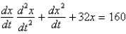 <strong>A 10 foot chain of weight density 2 pounds per foot is coiled on the ground. One end is pulled upward by a force of 10 pounds. The correct differential equation for the height, , of the end of the chain above the ground at time is</strong> A) B) C) D) E)