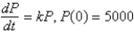 <strong>The population of a town increases at a rate proportional to its population. Its initial population is 5000. The correct initial value problem for the population, , as a function of time, t, is</strong> A) B) C) D) E)