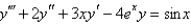 <strong>The differential equation is</strong> A) first order linear B) second order linear C) third order linear D) first order nonlinear E) second order nonlinear