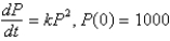 <strong>The population of a town increases at a rate proportional to its population. Its initial population is 1000. The correct initial value problem for the population, , as a function of time, t, is</strong> A) B) C) D) E)