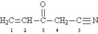 <strong>Consider the following molecule. (Lone pairs are not drawn in.) Specify the hybridization of each carbon atom (in numeric order: C-1 C-2 C-3 C-4 C-5).</strong> A) sp<sup>2</sup> ssp<sup>2</sup> sp<sup>3</sup> sp<sup>3</sup> sp<sup>3</sup> B) sp<sup>2</sup> sp<sup>2</sup> sp<sup>3 </sup> sp<sup>3</sup> sp C) sp sp sp sp<sup>2</sup> sp D) sp<sup>2</sup> sp<sup>2</sup> sp<sup>2</sup> sp<sup>3</sup> sp<sup>3</sup> E) sp<sup>2</sup> sp<sup>2</sup> sp<sup>2</sup> sp<sup>3</sup> sp