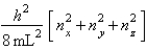 The energy equation for a particle in a cubic box of dimensions L<sub>x</sub><sub> </sub>= L<sub>y</sub> = L<sub>z</sub><sub> </sub> is E<sub>nx, ny, nz</sub> = Assume that 8 electrons occupy the allowed energy levels and that 2 electrons can occupy each allowed energy level. A)In the ground state, how many of the 8 electrons have energy equal to ? B)In the ground state, how many of the 8 electrons have energy equal to ? C)In the ground state, how many of the 8 electrons have energy equal to ? D)Calculate the wavelength of light necessary to promote the highest-energy ground-state electron into the lowest-energy excited state. Assume a cubic box with dimensions 1.50 nm * 1.50 nm * 1.50 nm.