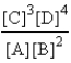 <strong>Choose the correct equilibrium expression for the following reaction. A(s) + 2B(l) 3C(aq) + 4D(aq)</strong> A) B) C) D) E) none of these