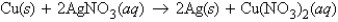 <strong>In the reaction what number of grams of silver can be produced from the reaction of 55.0 g of copper?</strong> A) 187 g Ag B) 93.4 g Ag C) 46.7 g Ag D) 64.8 g Ag E) 0.87 g Ag