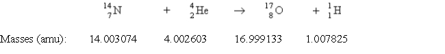 <strong>Consider the following process: Which statement describes ΔE for the process?</strong> A) 1.15 × 10<sup>11</sup> J/mol is released. B) 1.15 × 10<sup>14</sup> J/mol is released. C) 1.15 × 10<sup>18</sup> J/mol is absorbed. D) 1.15 × 10<sup>11</sup> J/mol is absorbed. E) none of these