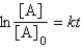 <strong>The following initial rate data were found for the reaction 2MnO<sub>4</sub><sup>-</sup> + 5H<sub>2</sub>C<sub>2</sub>O<sub>4</sub> + 6H<sup>+</sup> → 2Mn<sup>2+</sup> + 10CO<sub>2</sub> + 8H<sub>2</sub>O   The reaction A → B + C is known to be zero order in A with a rate constant of 5.0 × 10<sup>-2</sup> mol/L • s at 25° C. An experiment was run at 25°C where [A]<sub>0</sub> = 1.0 × 10<sup>-3</sup> M. What is the integrated rate law?</strong> A) [A] = kt B) [A]<sub>0</sub> - [A] = kt C)   D) [A] - [A]<sub>0</sub> = kt E)   <div style=padding-top: 35px> 