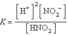<strong>For the equilibrium that exists in an aqueous solution of nitrous acid (HNO<sub>2</sub>, a weak acid), the equilibrium constant expression is</strong> A)   B)   C)   D) K = [H<sup>+</sup>][NO<sub>2</sub><sup>-</sup>] E) none of these <div style=padding-top: 35px> 
