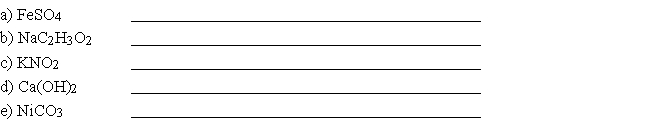Write the names of the following compounds: