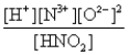 <strong>For the equilibrium that exists in an aqueous solution of nitrous acid (HNO<sub>2</sub>,a weak acid),the equilibrium constant expression is:</strong> A)K =   B)K =   C)K = [H<sup>+</sup>][NO<sub>2</sub><sup>-</sup>] D)K =   E)none of these <div style=padding-top: 35px> 