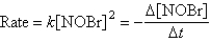  <strong>The reaction   exhibits the rate law   where k = 1.0  \times 10<sup>-</sup><sup>5</sup> M<sup>-</sup><sup>1</sup> s<sup>-</sup><sup>1</sup> at 25°C.This reaction is run where the initial concentration of NOBr ([NOBr]<sub>0</sub>)is 0.11 M.What is one half-life for this experiment?</strong> A)   s B)  C)   s D)   <sup> </sup>s E)none of these <div style=padding-top: 35px>  