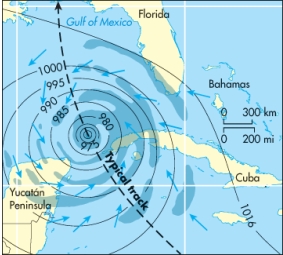 <strong>The storm in the following diagram would be measured using which scale? </strong> A) Enhanced Fujita B) Saffir-Simpson C) Richter D) Mercalli E) Mohs
