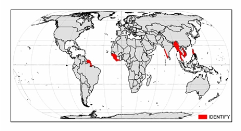 <strong>The climate shown on the map below is  </strong> A) tropical savanna. B) Mediterranean dry-summer. C) marine west-coast. D) tropical monsoon. E) tropical rainforest. <div style=padding-top: 35px> 