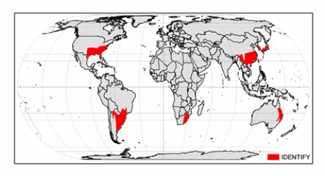 <strong>The climate zone shown on the map below is  </strong> A) marine west coast. B) humid subtropical hot-summer. C) Mediterranean dry-summer. D) humid continental hot-summer. E) subarctic. <div style=padding-top: 35px> 