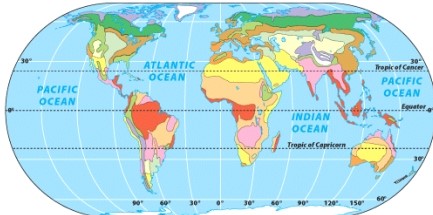 The biome shaded in burnt orange on the map is  