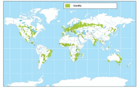 <strong>The soil order shown on the map is </strong> A) alfisols. B) ultisols. C) spodosols. D) mollisols. E) inceptisols.