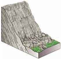 <strong>The type of mass wasting depicted is </strong> A) slump. B) rockfall. C) soil creep. D) debris slide. E) earthflow.