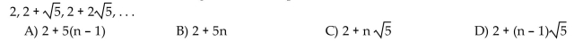 If the following is part of a geometric sequence, find the missing terms. Find the nth term of the following arithmetic sequence: