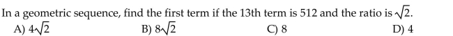 If the following is part of a geometric sequence, find the missing terms.