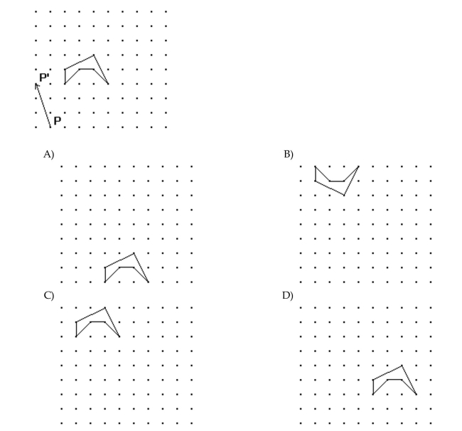 The image of a figure under the translation that takes P to P' is shown. Find the original figure. Note again, the given figure is the image after translation.