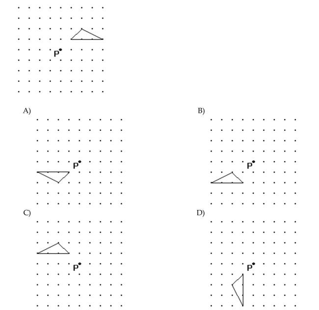 Find the image of the given figure under a 180° rotation about P.