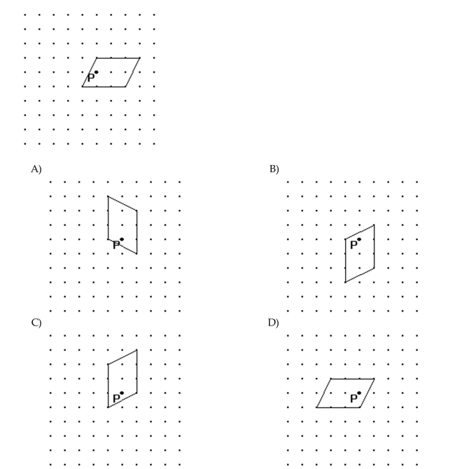 Find the image of the given figure under a 90° counterclockwise rotation about P.