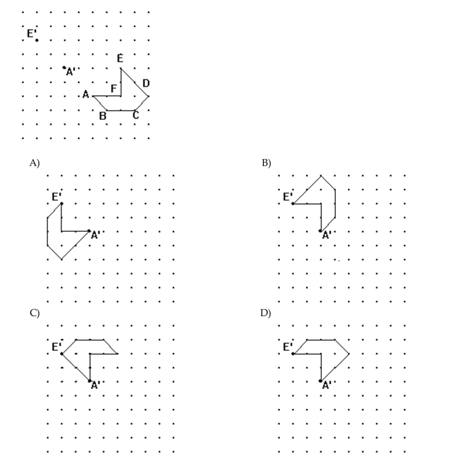 A rotation has sent A to A' and E to E'. Find the image of the given figure.