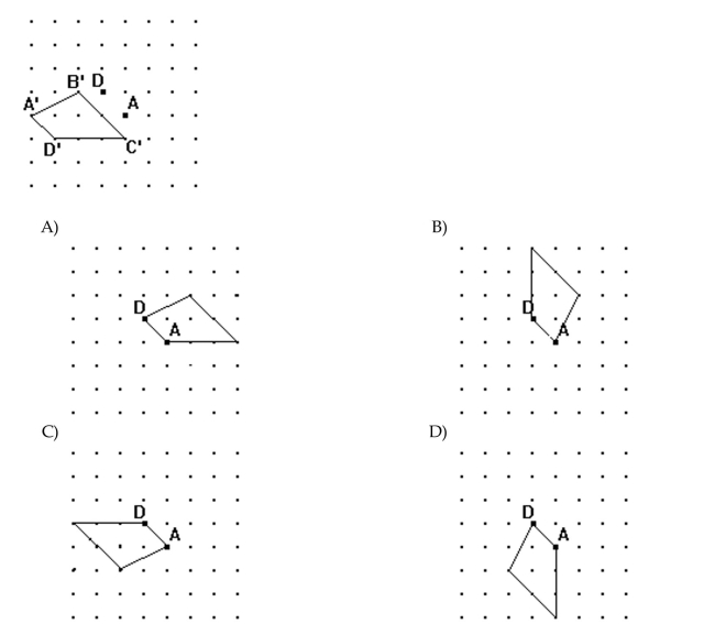 The image of a figure is given for a rotation that takes A to A' and D to D'. Find the original figure. Note again, the given figure is the image after rotation.