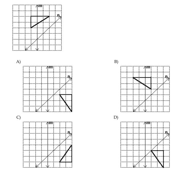 Find the figure that results from reflecting the given figure across the line m, and then reflecting the result across line n.