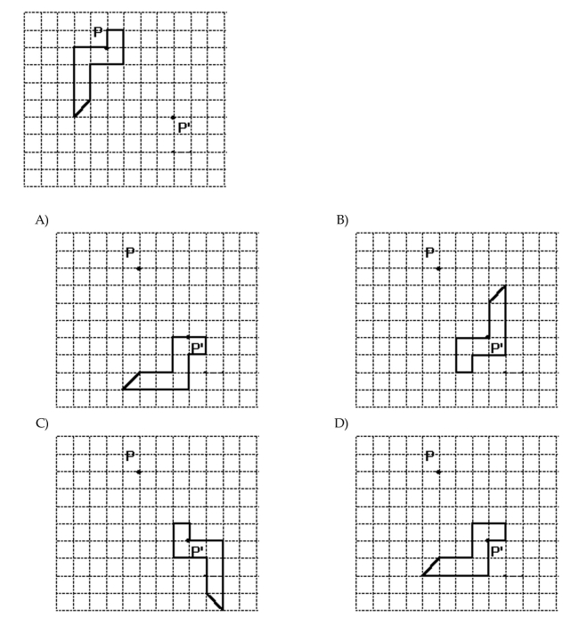 Find the image of the given figure under the reflection that sends P to P'.