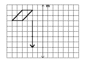 A glide reflection is defined by the given slide arrow and the line of reflection m. Find the image of the given figure under this glide reflection.