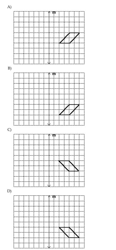 A glide reflection is defined by the given slide arrow and the line of reflection m. Find the image of the given figure under this glide reflection.