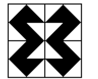 <strong>Determine the types of symmetry that the quilt pattern below has (line, turn, point), if any. </strong> A)This quilt square has 2 lines of symmetry, 180° turn symmetry, and point symmetry. B)This quilt square has no symmetry. C)This quilt square has 2 lines of symmetry, 90° and 270° turn symmetry. D)This quilt square has 4 lines of symmetry, 90°, 180°, and 270° turn symmetry, and pointsymmetry.