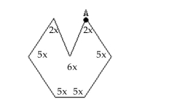 Determine the measure of the interior angle at vertex A. - 