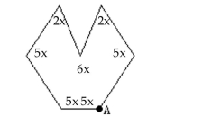 Determine the measure of the interior angle at vertex A. -