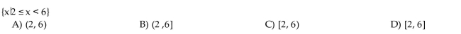 Write interval notation.