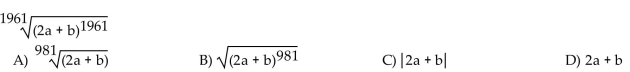 Find the following. Assume that letters can represent any real number.
