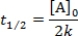 <strong>What is the half-life for a first-order reaction?</strong> A) B) C) D) E)