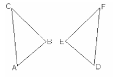 <strong>The given triangles are congruent with BC = EF. Write the corresponding part for zB from triangle DEF. </strong> A)zE B)zD C)zF D)zA