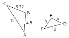 <strong>6ABC~ 6DEF, zA ÷ zD, zB ÷ zE. Find x. </strong> A)4.72 B)2.8 C)4 D)5.6