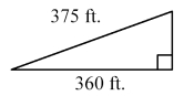 A triangular city block is 360 ft on one side and 375 ft on the second side. What is the area of the block?