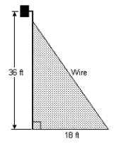 <strong>Find the length of the wire attached to a light pole 2.5 feet from the top of the light pole. The pole is 36 feet high. The wire is secured with a two-foot screw anchor 18 feet from the Base of the pole. </strong> A)31.2 ft B)40.2 ft C)38.0 ft D)28.3 ft