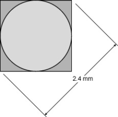 <strong>Ford milled a square metal rod so that a circle is formed at the end. If the square cross-section is 2.4 mm across the corners, what is the diameter of the circle? </strong> A)2.4 mm B)0.849 mm C)1.697 mm D)3.394 mm