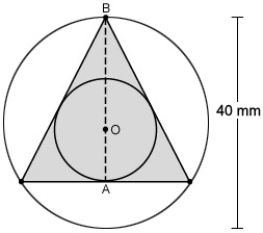 <strong>One end of a shaft 40 mm in diameter is milled as shown in the given figure. Find the radius of the smaller circle. </strong> A)10 mm B)23.67 mm C)5 mm D)20 mm