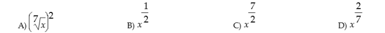 Write the square of the seventh root of x in rational exponent form.