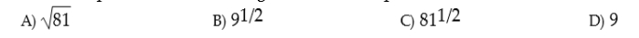 Write the square root of 81 using a fractional exponent.